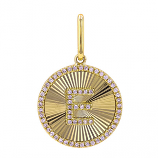 FLUTED GOLD & DIAMOND INITIAL MEDALLION CHARM