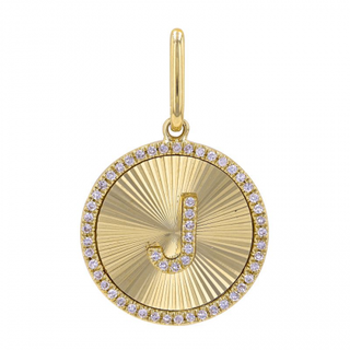 FLUTED GOLD & DIAMOND INITIAL MEDALLION CHARM