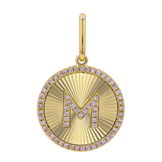 FLUTED GOLD & DIAMOND INITIAL MEDALLION CHARM