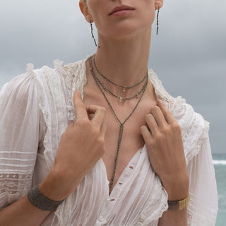 N° 182 Ruthenium Lurex Silk & Chain Braided Necklace Bracelet - Anne Sportun Fine Jewellery