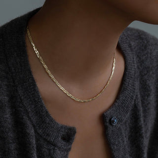 BRAIDED HERRINGBONE NECKLACE | 10K GOLD - Anne Sportun Fine Jewellery
