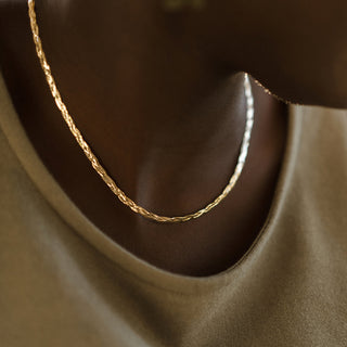 BRAIDED HERRINGBONE NECKLACE | 10K GOLD - Anne Sportun Fine Jewellery