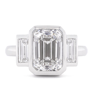 Custom 'Bethany' 3.01ct Emerald Cut & Baguette Diamond Ring