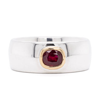 Custom Oval Ruby Bezel Set 7mm Band