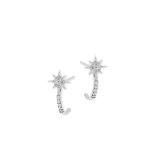 Micro North Star Diamond Half Hoops | Silver - Anne Sportun Fine Jewellery