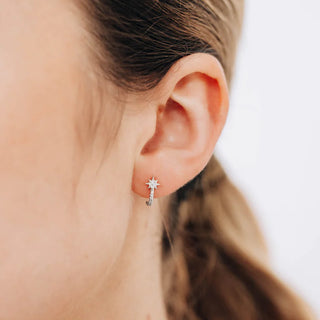 Micro North Star Diamond Half Hoops | Silver - Anne Sportun Fine Jewellery