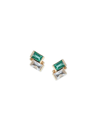 Emerald & Topaz Deux Carré Studs - Anne Sportun Fine Jewellery