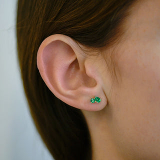 Round & Pear Emerald Jumelle Stud Earrings - Anne Sportun Fine Jewellery