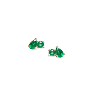Round & Pear Emerald Jumelle Stud Earrings - Anne Sportun Fine Jewellery