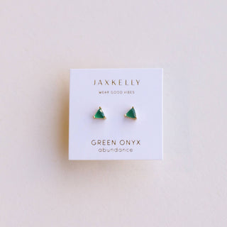 Mini Energy Gem Green Onyx Earrings | Gold Vermeil