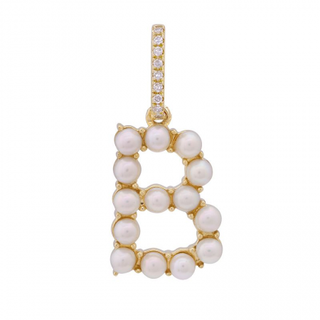 PEARL INITIAL CHARM & DIAMOND BAIL
