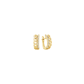 Diamond Chain Link Huggies | 14k - Final Sale