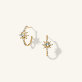 Mini Aquamarine Starburst Hoop Earrings - Anne Sportun Fine Jewellery