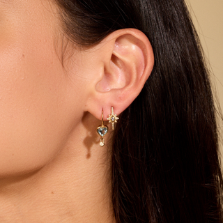 Mini Aquamarine Starburst Hoop Earrings - Anne Sportun Fine Jewellery
