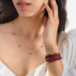 Sapphire or Ruby Station Necklace - Anne Sportun Fine Jewellery