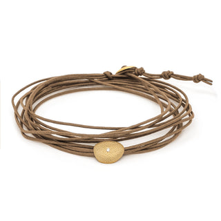 Linen Cord Single Diamond Stardust Petal Bracelet - Anne Sportun Fine Jewellery