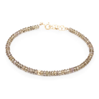 Mens Single Hammered Bead Natural Gemstone Bracelet