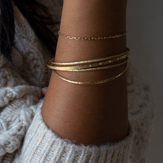 Set of Three Gold Hammered Bangles - Anne Sportun Fine Jewellery