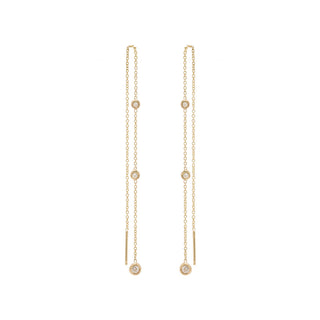 Graduated Floating Diamond Chain Threader Earrings