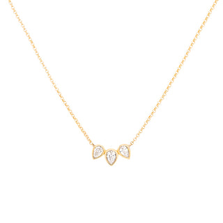 DIAMOND TRIO PEAR BEZEL GOLD NECKLACE