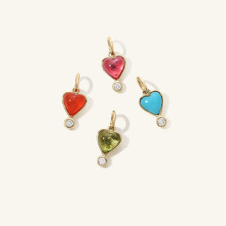 Turquoise Byrdie Heart Charm | 10k - Anne Sportun Fine Jewellery