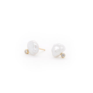 Celeste Pearl & Diamond Stud Earrings