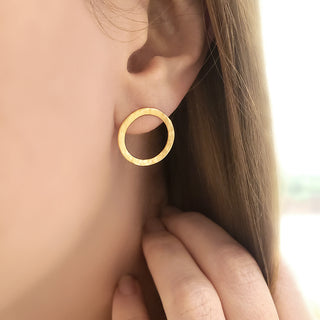 Hammered Open Organic Stud Earrings - Anne Sportun Fine Jewellery