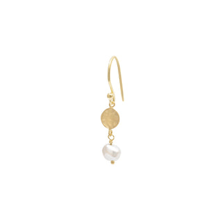 Nugget Pearl Drop Hammered Disc Earrings - Anne Sportun Fine Jewellery