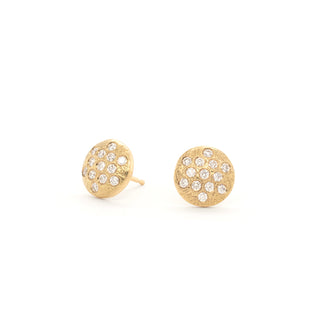 8.5mm 'Boulder' Pave Diamond Disc Stud Earrings - Anne Sportun Fine Jewellery