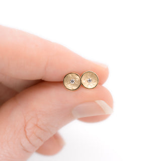 Tiny Hammered Diamond Disc Studs - Anne Sportun Fine Jewellery