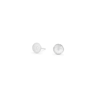 Tiny Hammered Diamond Disc Studs - Anne Sportun Fine Jewellery