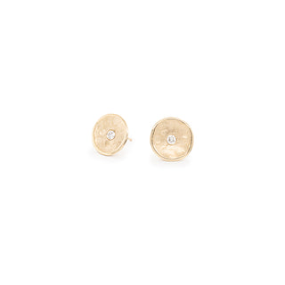 Hammered 10mm Disc Diamond Studs