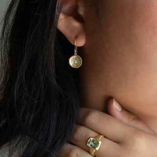 Hammered 10mm Disc Diamond Earrings - Anne Sportun Fine Jewellery