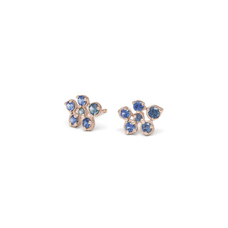 Small Blue Sapphire Flower Cluster Earrings - Anne Sportun Fine Jewellery