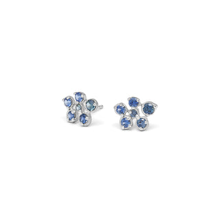 Small Blue Sapphire Flower Cluster Earrings - Anne Sportun Fine Jewellery