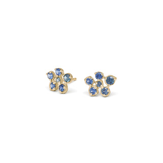 Small Blue Sapphire Flower Cluster Earrings - Anne Sportun Fine Jewellery