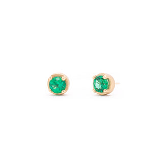 One of a Kind 0.99ctw Round Ethiopian Emerald 'Festival' Studs