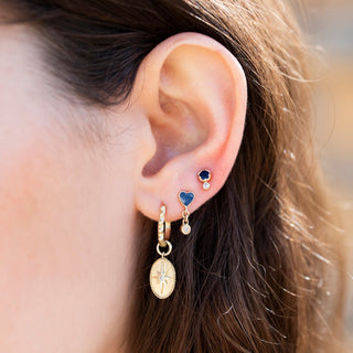 Blue Sapphire + Diamond Drop Stud - Anne Sportun Fine Jewellery