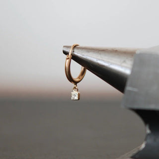 Bezel Princess Cut Diamond Hoops | 14k - Anne Sportun Fine Jewellery
