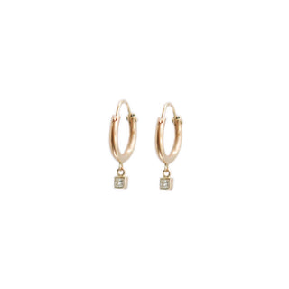 Bezel Princess Cut Diamond Hoops | 14k - Anne Sportun Fine Jewellery