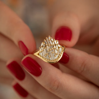 Gentle Wave Baguette Diamond Ring