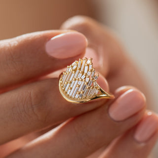 Gentle Wave Baguette Diamond Ring