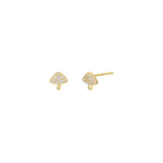 Pavé Mushroom Stud Earring | 14k Vermeil