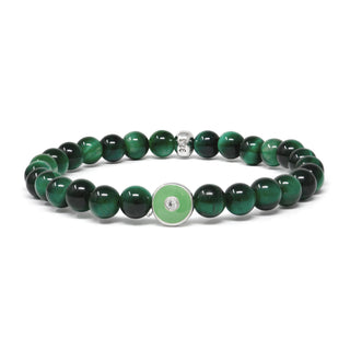 Enamel Evil Eye Green Tiger's Eye Bracelet