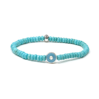 Enamel Evil Eye Turquoise Rondelle Bracelet - Anne Sportun Fine Jewellery