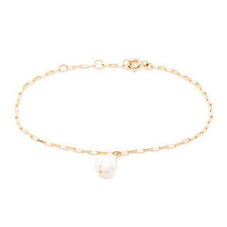 Tiny Oval Pearl Elongated Box Chain Bracelet - Anne Sportun Fine Jewellery