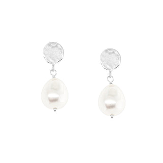 *Limited Edition* Hammered Disc Oval Pearl Earrings - Anne Sportun Fine Jewellery
