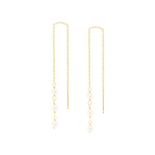 Triple Freshwater Pearl Threader Earrings - Anne Sportun Fine Jewellery
