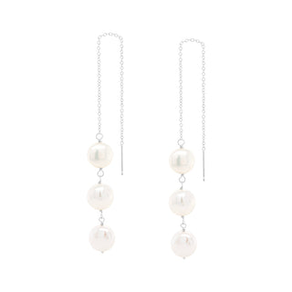 Triple Coin Pearl Threader Earrings - Anne Sportun Fine Jewellery