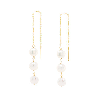 Triple Coin Pearl Threader Earrings - Anne Sportun Fine Jewellery